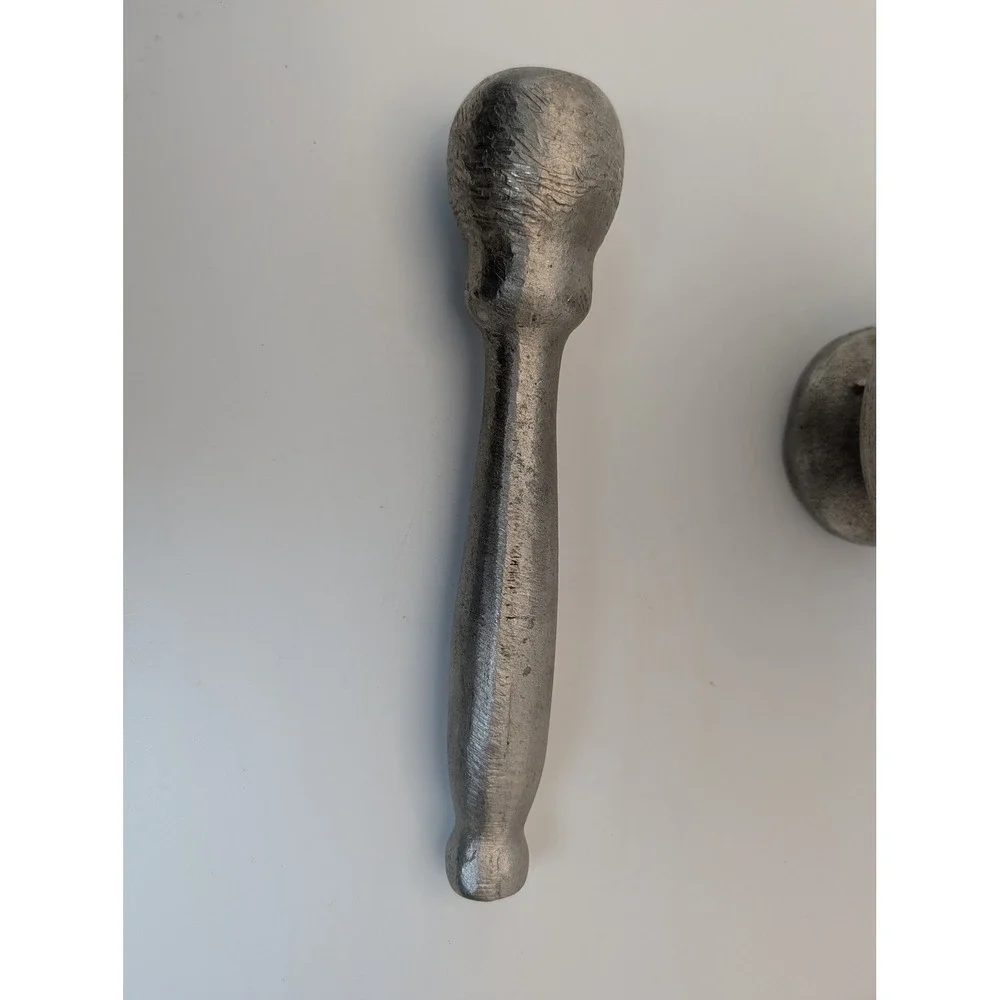 Vintage Cast Aluminum Footed Mortar Pestle Set Silver Rustic Apothecary Kitchen